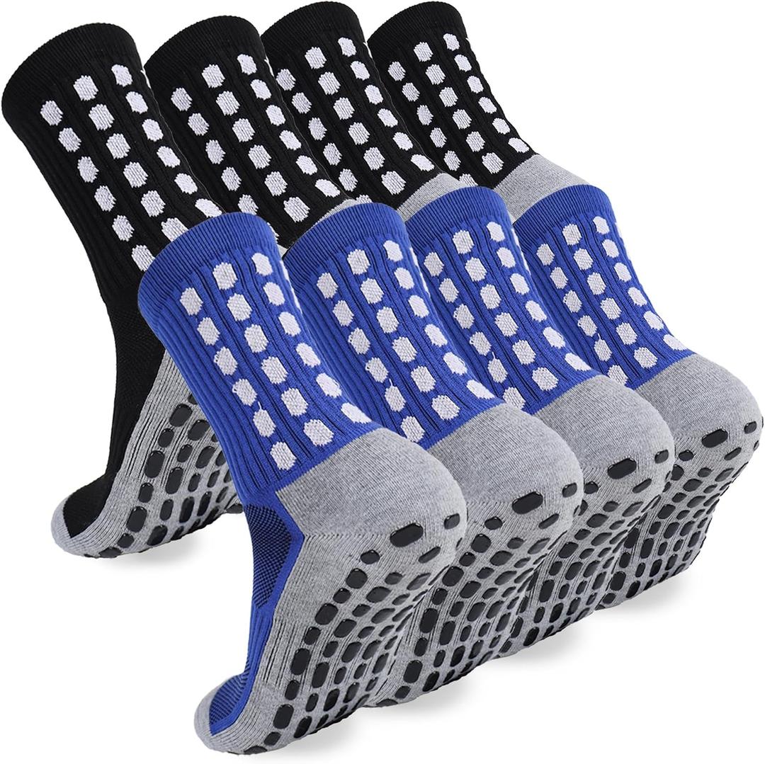 ZXOLDZX 2/4/6 Pairs Men's Soccer Socks Grip Pads Non Slip Football Baseball Soccer Socks for Men Women