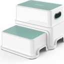 Victostar Toddler Step Stool,2 Kids Step Stool for Bathroom Sink,Baby Potty Stool with Anti-Slip Surface and Rubber Bottom,Plastic Stool with Handle for Toilet Potty Training Bathroom Kitchen