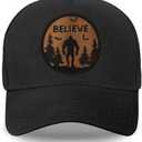 Bigfoot Trucker Hat for Men, Big Foot Sasquatch Gifts, Adjustable Embroidered Bigfoot Baseball Cap Black