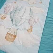 Hot Air Balloon Transportation Pattern Baby Crib Sheets, Unisex Balloons Birds Clouds Nursery Fitted Bed Sheet for Boys Girls Standard Crib and Toddler