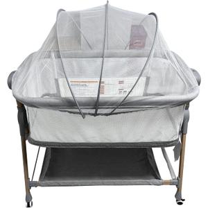 3 in 1 Baby Bassinet,Bedside/Rocking Bassinet for Baby,Bedside Crib with Lockable Wheels,Waterproof Mattress,Adjustable 6 Heights,Portable Bassinets Bedside Sleeper for Newborn Infant (Light Grey)