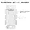 0-10V LED Dimmer Switch, Low Voltage Dimmer Switch for Dimmable LED Lights, CFL, Halogen and Incandescent Bulbs, Single-Pole or 3-Way, Wallplate Included, ETL Listed (White, 1 Pack)