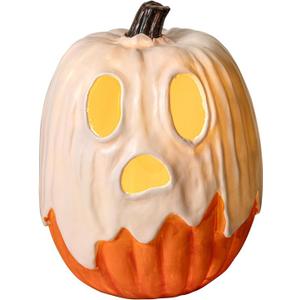 Faux Terracotta Pumpkin Decoration Large Plastic Jack O' Lantern Reusable Carved Pumpkin Lantern for Thanksgiving Halloween Fall Indoor Outdoor Decor Party Centerpiece