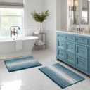 BSICPRO Bathroom Rugs and Mats Sets, 2 Piece Thick Absorbent Chenille Bath Mat Rug Set Non Slip, Soft Shaggy Bath Room Floor Mats for Bathroom, Machine Washable (Teal, 20" x 32" Plus 16" x 24")