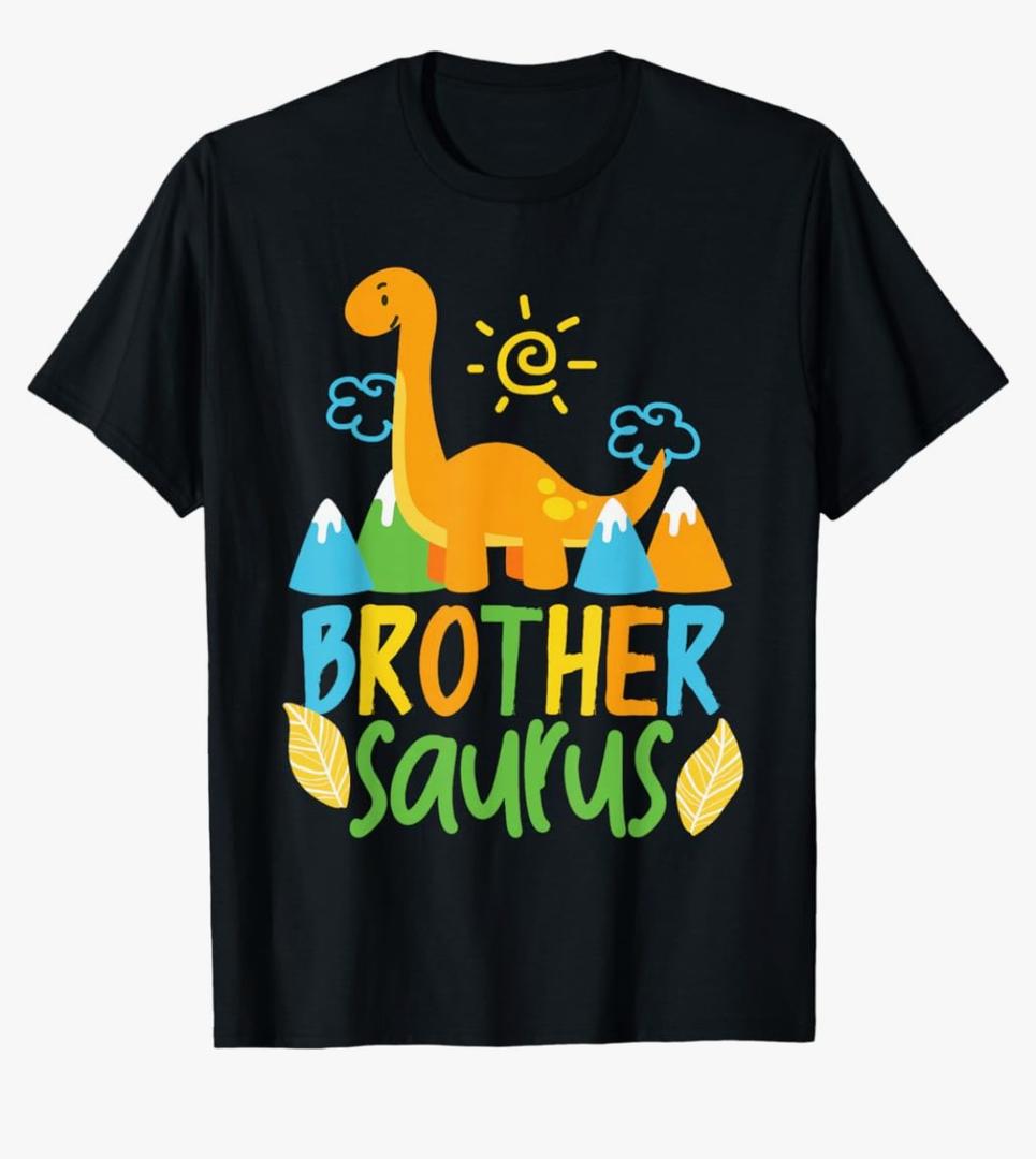 Brother Saurus Dinosaur for Kids Boys T-Shirt, L