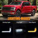 LH&RH LED Type Fog Light W/Turn Signal Light Replacement Compatible With 2024 Ford F150 F-150 Fog Lights (With Wiring Harness) Left Driver Side&Right Passenger Side Replacement