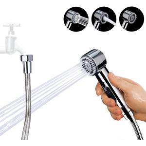 3 Mode Dog Shower Attachment, High Pressure Handheld Sprayer with ON/OFF Switch, 3/4 GHT Female Connector, 100 Inches Stainless Steel Hose, for Outdoor Pet Bathing and Washing