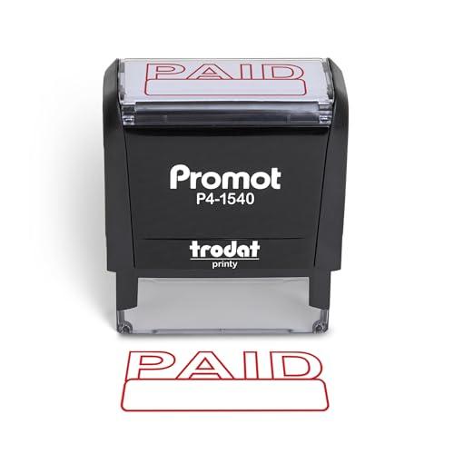Promot Paid Self Inking Rubber Stamp - Refillable Paid Stamper - Business, Bookkeeping, Ordering, Accounting, Work, Office Stamps - Red Ink