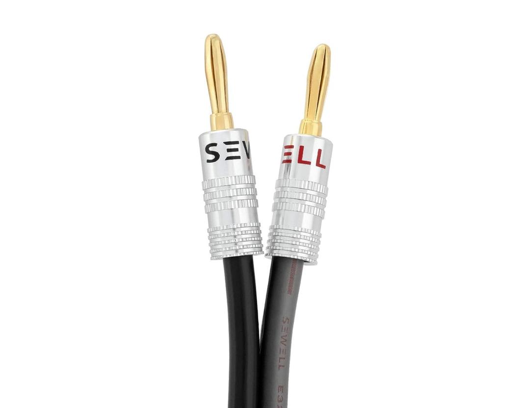Silverback Speaker Wire by Sewell with Silverback Banana Plugs, 10 ft ,12 AWG, OFC, 259 Strand Count, Terminated (10-Feet)