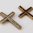 RUBYCA Cross Sideway Metal Connector Bead Crystal Inlay DIY Jewelry Shamballa Bracelet (20 PCS, Bronze & White Clear Crystals)