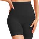 Tummy Control Shapewear Boyshorts, Seamless High Waisted Thigh Slimmer with Anti-Slip Silicone (Black, S)