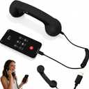 Retro Phone Handset,2026 New Retro Style Type-C Phone Handsets,Cell Phone Receiver with Microphone & Speaker,Type-C Retro Telephone Wired Handset for Mobile Phones,Vintage Landline for iPhone(Black)