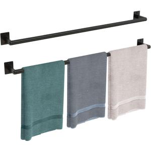 2 Packs 32 Inch Bathroom Towel Bar, 2Pcs Towel Racks for Bathroom, JIAPAIDUO Bathroom Towel Rack Wall Mounted, Bath Hand Towel Holder Organizer, Modern Home Decor Towel Rod Bathroom, Matte Black