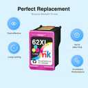 Starink Remanufactured 62XL Ink Cartridge Combo Pack Replacement for Ink 62 Ink Cartridges Black and Color Fit with Envy 7640 7645 5660 5540 5640 7644 OfficeJet 5740 5741 8040 200 250 258 Printer, 2P