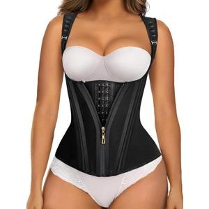 SHAPERX Waist Trainer Corset for Women Tummy Control Sport Girdle Hourglass Waist Cincher Body Shaper with Steel Boned (Medium, Black)