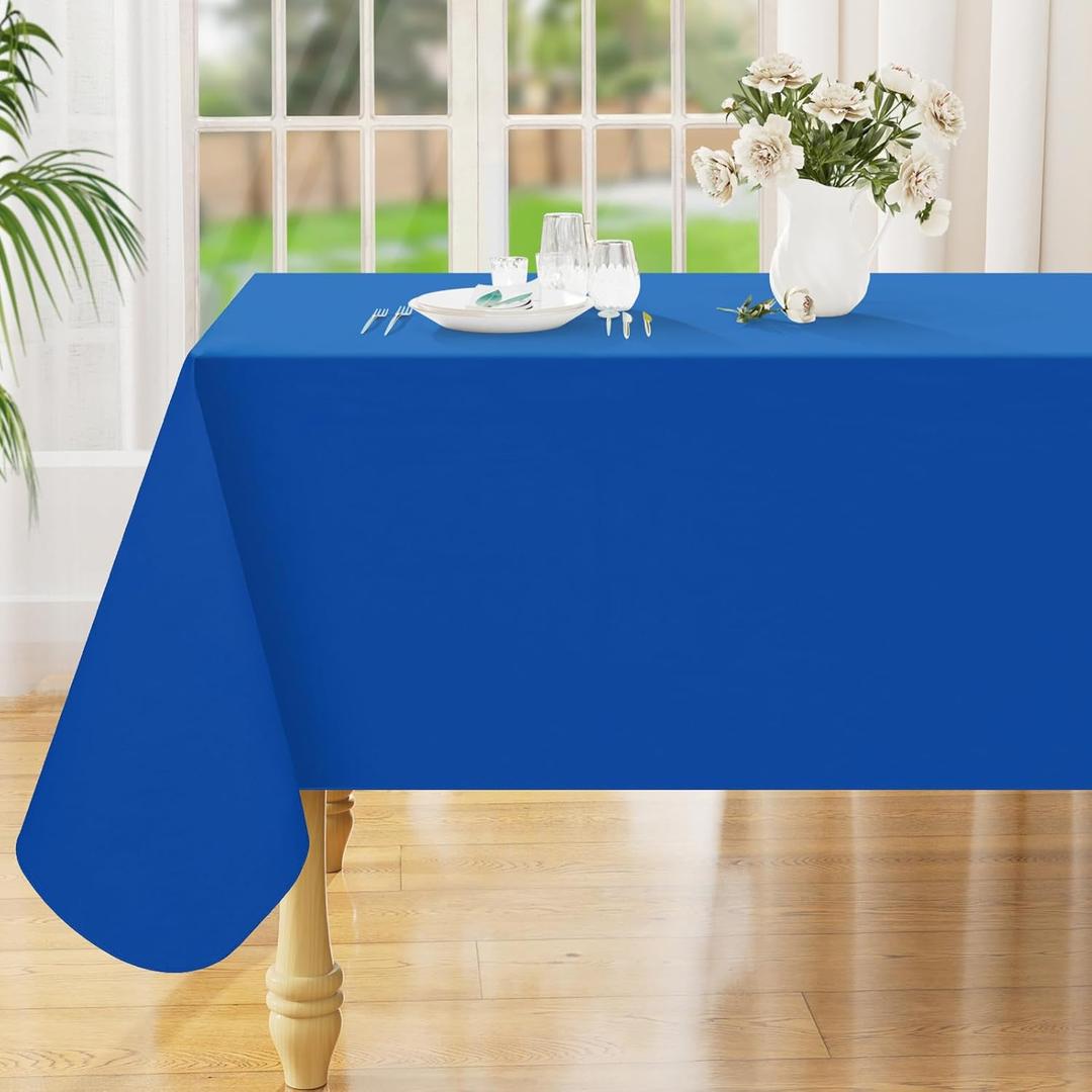 Smiry Rectangle Table Cloth 60x102 Inch, Waterproof Wipeable Vinyl Tablecloths Protector, Oil Spill Proof Plastic Table Cover for Dining, Picnic, Camping, Outdoor, Blue