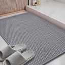 Color&Geometry Woven Chenille Bathroom Rugs Absorbent Non Slip, 17"x29" Light Grey Bath Mat Washable, Bathroom Mat Quick Dry, Thin Bath Rugs Fit Under Door