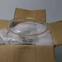 50 Pcs Clear Charger Plates 12.6Inch Plastic Round Dinner Decorative Plates with Gold Beaded Rim for Party Wedding Birthday Bridal Shower Party Table Supply