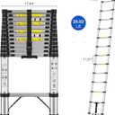 12FT Telescoping Stainless Steel Anti-Wobble Extension Ladder, 330lbs Heavy Duty Collapsible Ladder, One-Button Slow Retraction Portable Folding Ladder for Home, Attic, RV