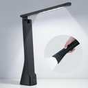 WILIT Rechargeable LED Desk Lamp with Torch Light for Office Home,Cordless Battery Operated Table Lamp with 3 Colors Dimmble Stepless,Eye-Caring Desk Light,Touch Control Lamp for Camping Reading Study (Black-New Version)