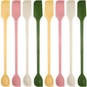 8 Pcs Mini Silicone Spatulas Double-headed Multifunctional Small Scrapers & Spoons for Kitchen, Cosmetics & Jars, Lotion, Narrow & Thin Bottles Reusable Stirrer for Baking, Cooking, Mixing