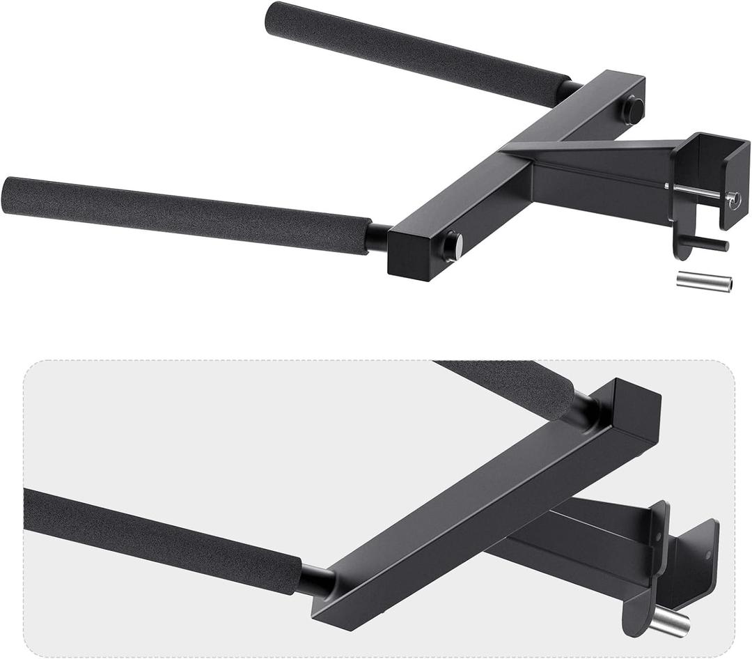 SELEWARE Y-Shaped Dip Bar for 2"x2" or 3"x3" Power Rack with 5/8" or 1" Holes, Heavy Duty Dip Bar Attachment with Non-Slip Grips, Squat Rack Accessories for Home Gym Strength Training