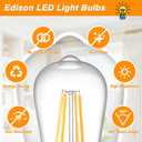 Ascher Vintage LED Edison Bulbs 6W, Equivalent 60W Incandescent, Non-Dimmable, Warm White 2700K, ST58 Antique LED Filament Bulbs with 80+ CRI, E26 Medium Base, Clear Glass, 6-Packs