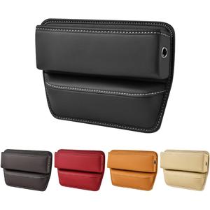 Kewucn Car Seat Gap Organizer, Adjustable Leather Front Seat Gap Filler Storage Box, Multifunctional Auto Console Side Pocket Organizer for Phone Glasses Key Card, Car Accessories (Black)