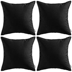 MIULEE Pack of 4 Decorative Outdoor Waterproof Summer Pillow Cover Square Garden Cushion Case PU Coating Throw Pillow Cover Shell for Tent Park Couch 18x18 Inch Black