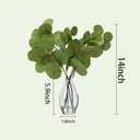 Artificial Eucalyptus Stems in Glass Vase with Realistic Faux Water - 5-Pack Real Touch Faux Greenery Stems, Dual-Sided Lifelike Leaves for Wedding Centerpieces, Home & Office Decor (Gray Glass)