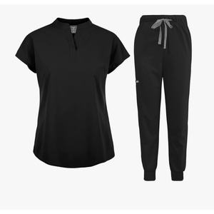niaahinn Scrubs Set for Women Nurse Uniform Jogger Suit Stretch Top & Pants with Multi Pocket for Nurse Esthetician Workwear S