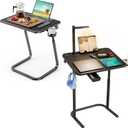 SAIJI Home Office Desk with Lamp,25.6"*17.7" Heavy Duty Home Office Table for Small Space, Tilt & Height Adjustable Home Work, Study, Writing Desk,TV Tray, Couch Side Table, Bedside Table