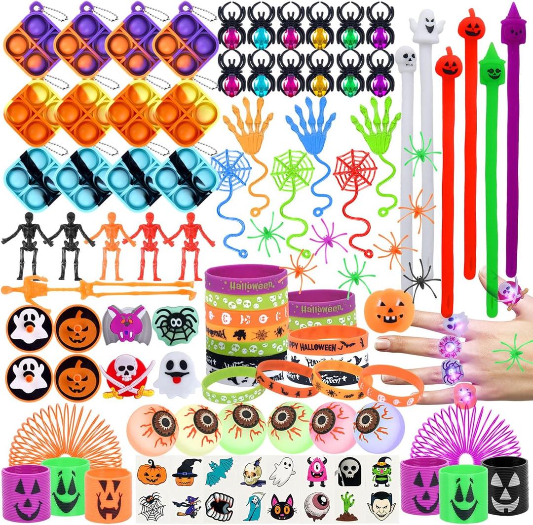 Halloween Party Favors For Kids, 206pcs Halloween Treats Non Candy, Trick Or Treat Toys Assorted, Classroom Prizes Rewards, Assortment Gifts Bulk Toys For Treat Bags Fillers