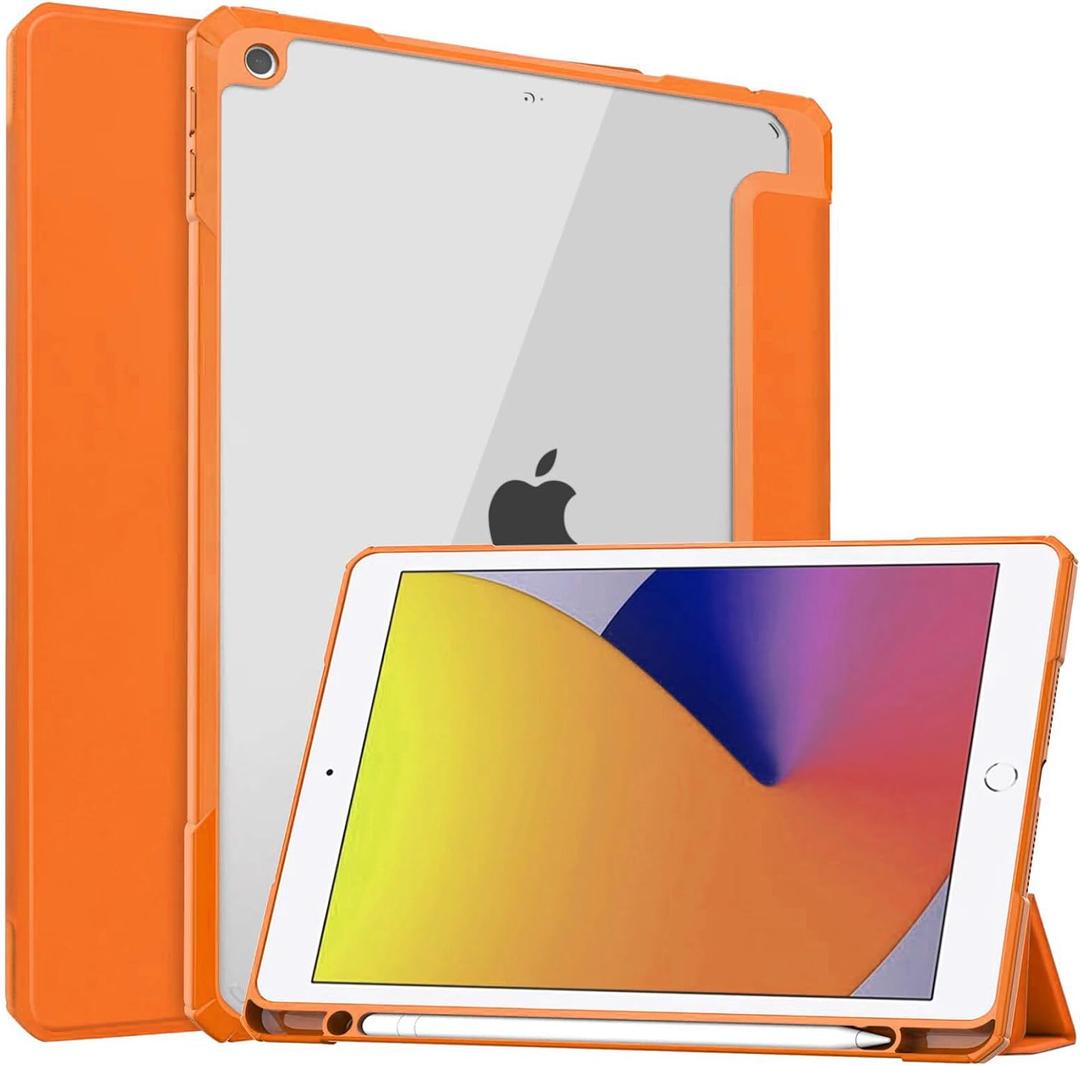 Tablet Cover for Apple iPad 10.2 7th 8th 9th Generation(2019 2020 2021 Release),Folio Stand Lightweight Sleep/Wake Up Leather Case for Apple iPad 10.2" Gen 7 8 9 (FG-Orange)