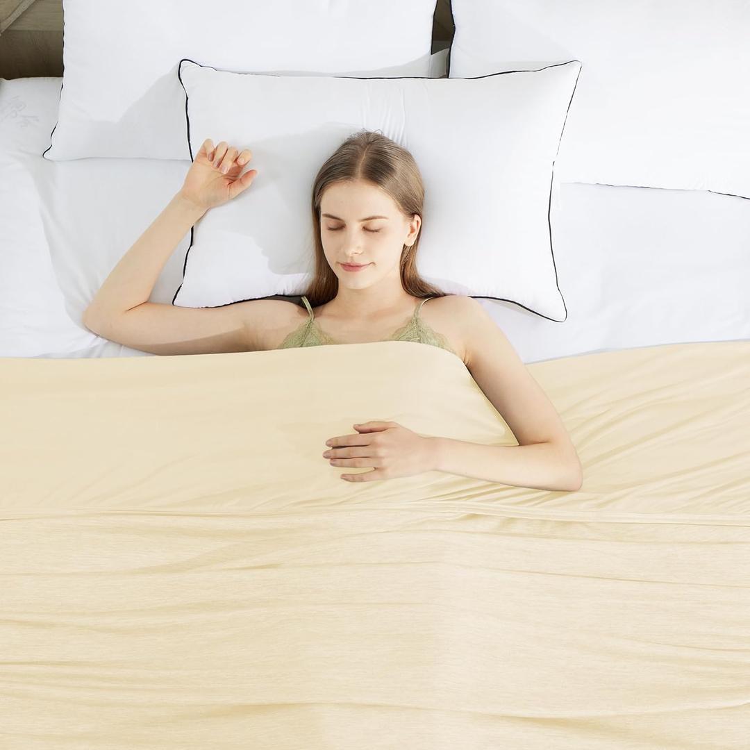 HYLEORY Cooling Blankets for Hot Sleepers, Cool Summer Blanket Keep Body Cool for Night Sweats Double Sided Lightweight Breathable Blanket for Bed Couch Sofa, King (108"x90"), Beige