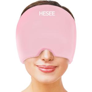 Migraine Relief Cap, Headache Relief Hat for Migraine Cap, Hot and Cold Therapy, Headache Eyes Mask for Stress Relief, Ice Pack Head Wrap for Sinus, Puffy Eyes, Tension, Light Pink