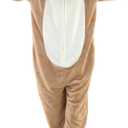 Snug Fit Unisex Adult Onesie Pajamas, Flannel Cosplay Animal One Piece Halloween Costume Sleepwear Homewear (Beige, XL)