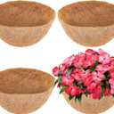 LCHUANG Coco Liners for Planters - 4 Pack 12 Inch Round Hanging Basket Liners, 100% Natural Coconut Fiber Replacement Liners for Hanging Baskets Planters Flowers, Plants, Vegetables (12'' Pack of 4)