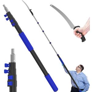 26FT Reach Pole Saws for Tree Trimming, Manual Pruning Pole Saw with 5-20FT Telescoping Extension Pole, Tree Pruner Tree Trimmer with 19" 3X Detachable Saw for Yard Garden Trees Palms Shrubs