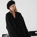 Women French Wool Beret Hats - Solid Color Classic Beanie Winter Cap (One Size, Black)