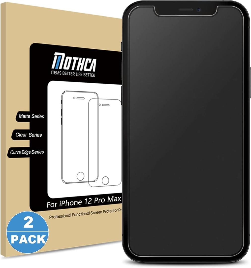 Mothca 2 Pack Matte Glass Screen Protector for iPhone 12 Pro Max Anti-Glare & Anti-Fingerprint Tempered Glass Clear Film Case Friendly Bubble Free for iPhone 12 Pro Max 6.7-inch (2020)-Smooth as Silk