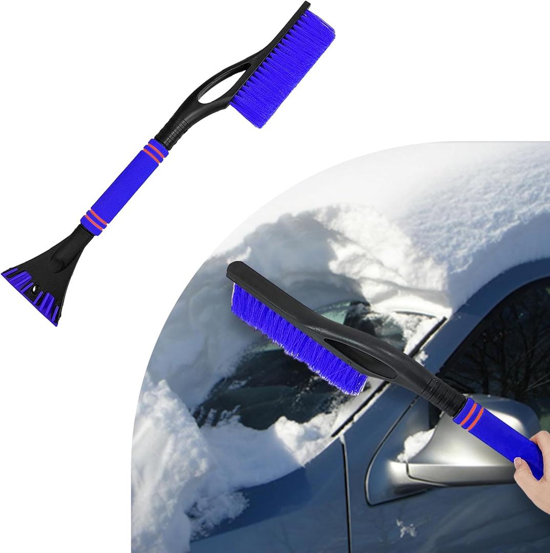 Dickno 24 Inch Car Snow Scraper and Brush, Detachable Scratch Free Ice Scraper with Ergonomic Foam Grip, Universal Winter Snow Removal Tool for Car Windshield Window (Blue)