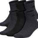 adidas Men's Athletic Cushioned 6-Pack Quarter (Large, Black/Onix Grey)