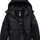 GEMYSE Boy's Waterproof Ski Snow Jacket Hooded Fleece Windproof Winter Jacket (Black,14/16)