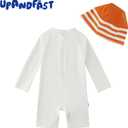 upandfast Baby/Toddler Swimsuit UPF 50+ Sun Protection One Piece Zipper Bathing Suit with Sun Hat Infant Beach Swimwear, 18-24M