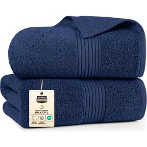 Utopia Towels Premium Jumbo Bath Sheet 1 Pack, 100% Cotton, Highly Absorbent and Quick Dry Extra Large Bath Towel, Super Soft Towel, 35 by 70 Inches, Navy