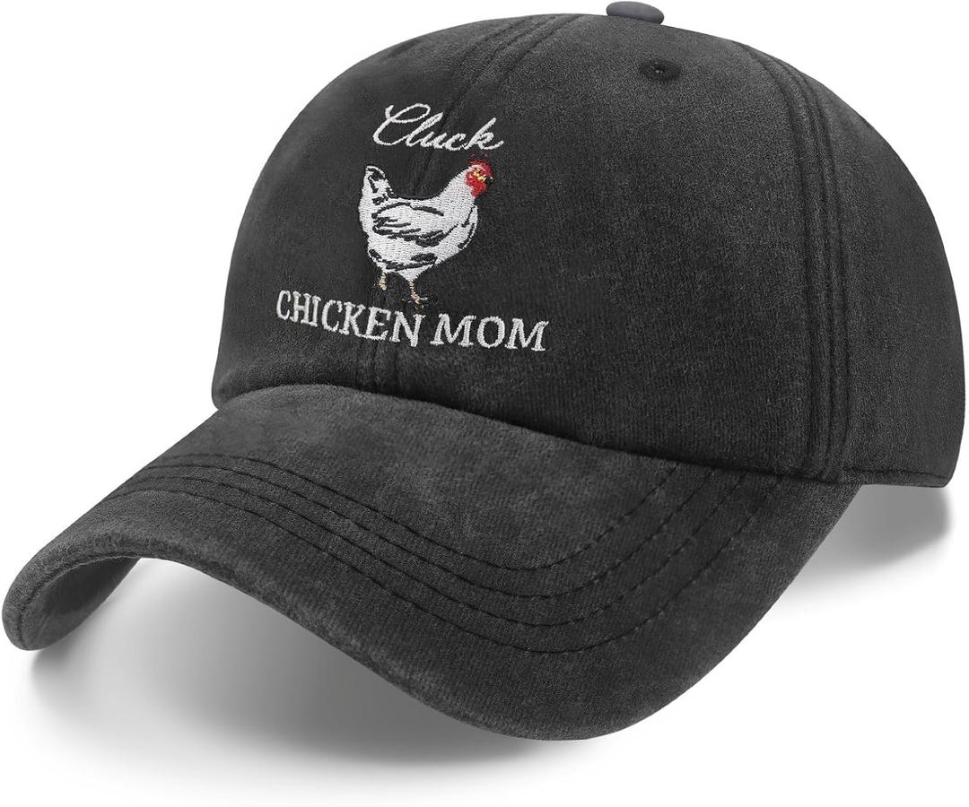 Gifts for Women Chicken Mom Hats for Women Wife Vintage Embroidered Chicken Hat, Chicken Accessories & Chicken Gifts, Adjustable Cute Baseball Caps for Women