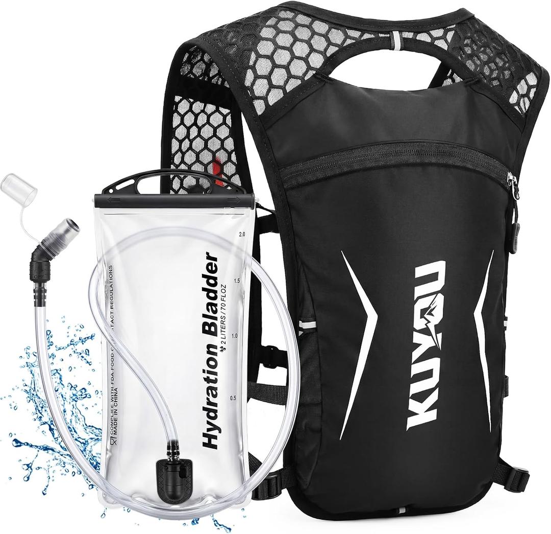 KUYOU Running Vest for Women & Men, Lightweight Hydration Backpack with 2L Water Bladder, Water Backpack for Trail Running, Hiking, Cycling & Marathon