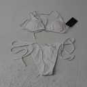 Women's Two Piece Bikini Swimsuit Sexy Ribbed Triangle Top Bathing Suits String Cheeky Bikini Sets (Medium, White)