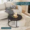 SAYGOER Black Coffee Table Round Marble CoffeeTables for Living Room Modern Small Center Table with Metal Frame, 27.6 * 27.6 * 17.7, Faux Marble